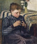 Camille Pissarro Woman sewing oil painting artist